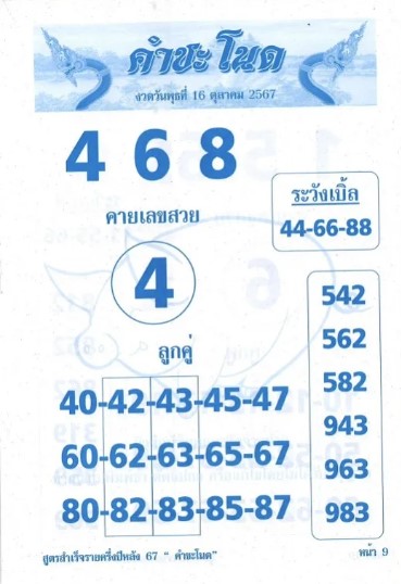หวยคำชะโนด 16/10/67