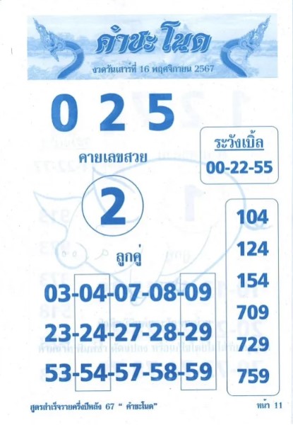 หวยคำชะโนด 16/11/67