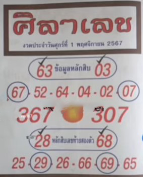 หวยศิลาเลข 1/11/67