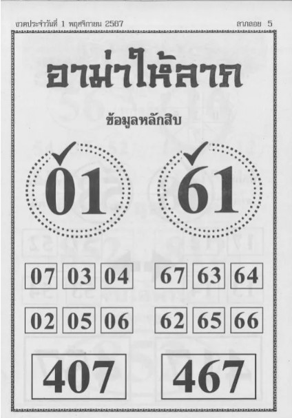 หวยอาม่าให้ลาภ 1/11/67
