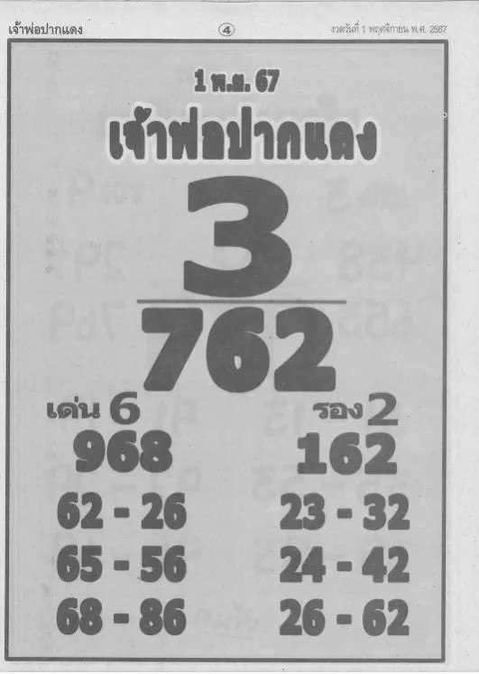 หวยเจ้าพ่อปากแดง 1/11/67