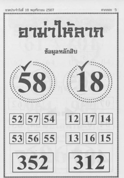 หวยอาม่าให้ลาภ 16/11/67