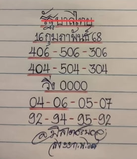 หวยมิสเตอร์บอล 16/2/68