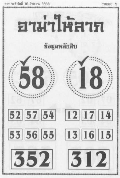 หวยอาม่าให้ลาภ 16/8/68